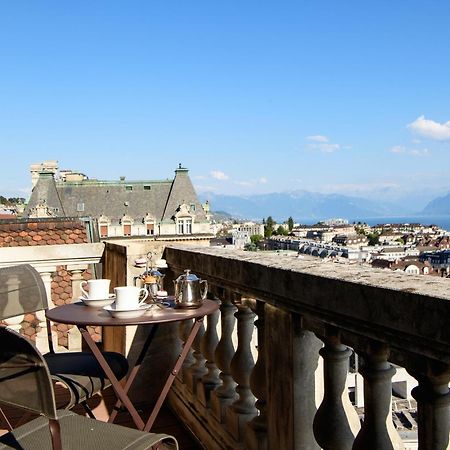 Lausanne Palace Esterno foto View from the balcony of a suite at the Hotel de l'Europe